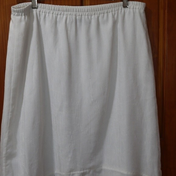 Sue Wong White Midi Pencil Skirt LG Slip Skirt White Wrinke Crinkle Vintage - Picture 9 of 16